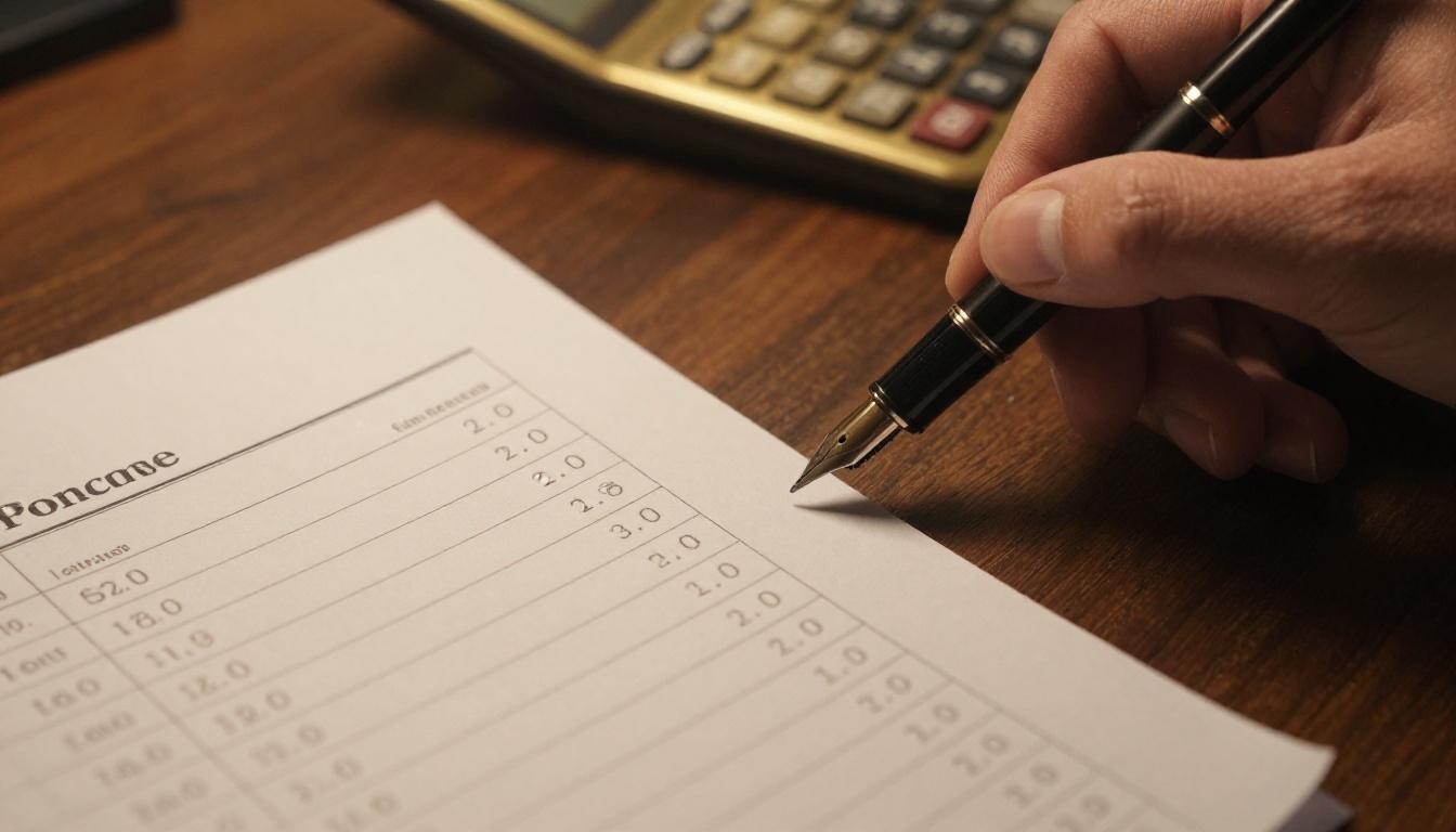 Hands over a pricing sheet beside a tablet Hands over a pricing sheet beside a tablet