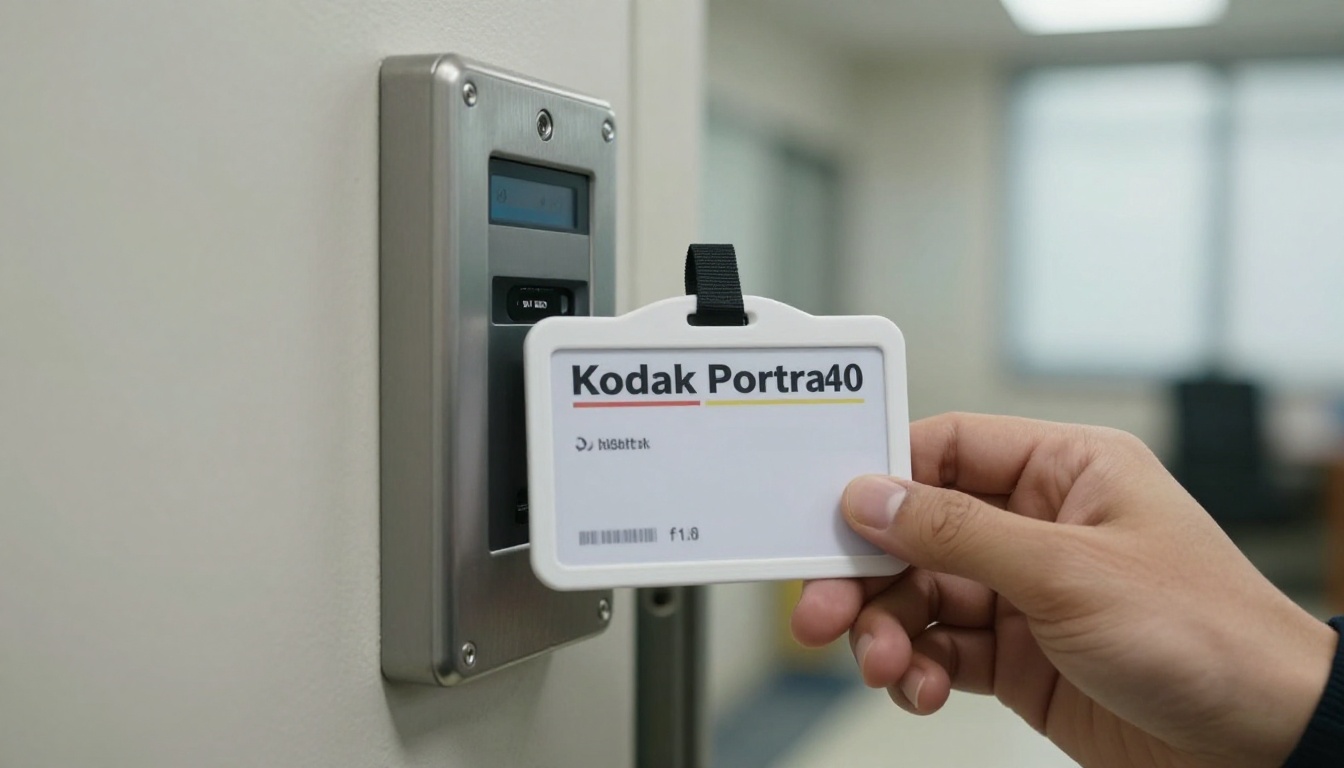 Security officer badge access at a steel door