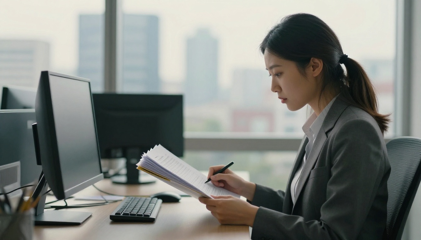 Compliance officer reviewing an audit binder