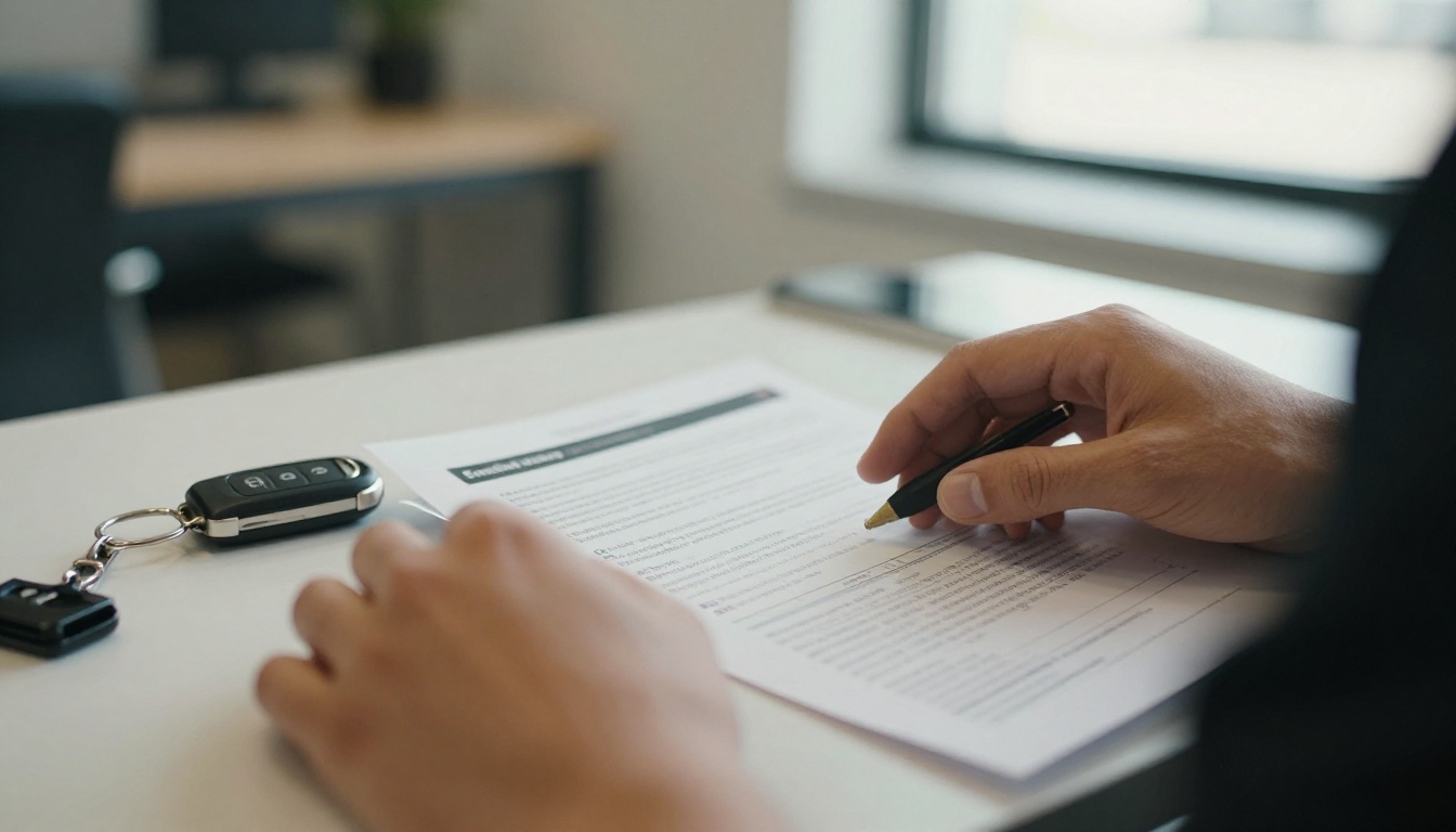 Salesperson typing a follow-up message at a dealership desk