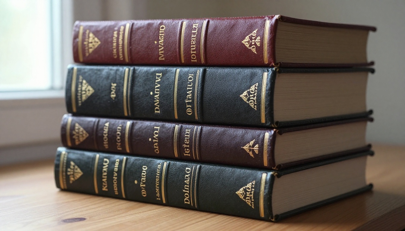 Three bound family history books on a library shelf