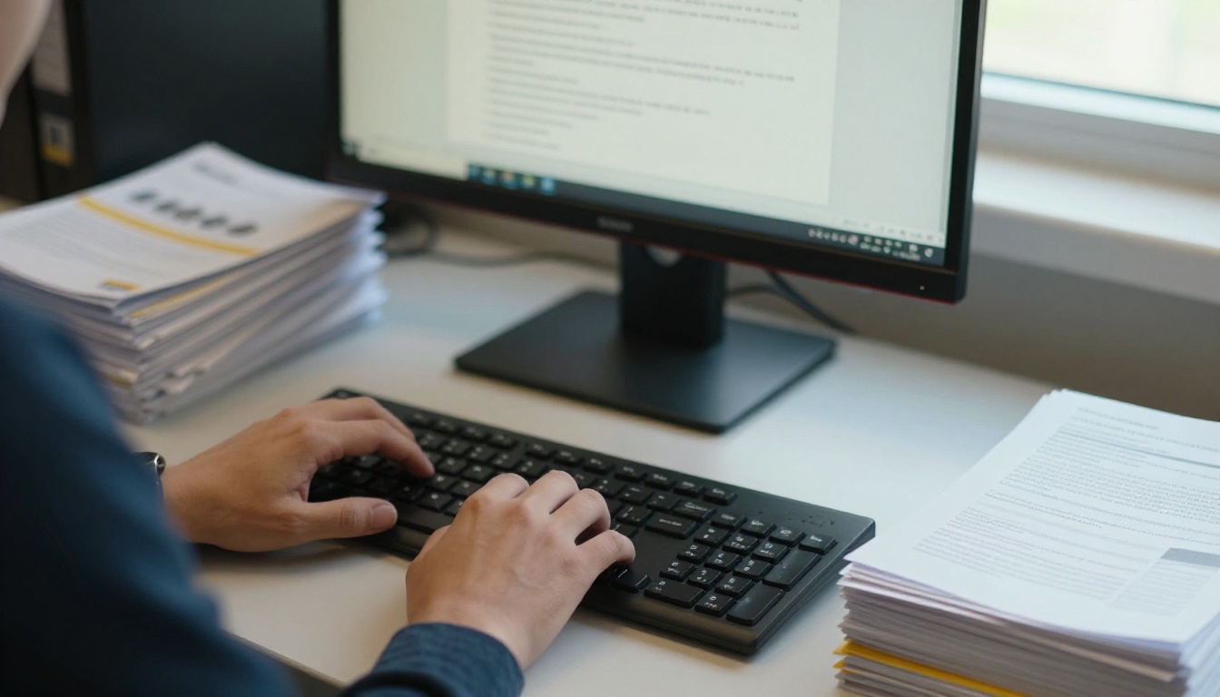 School IT coordinator reviewing a long list of PDF files on a monitor