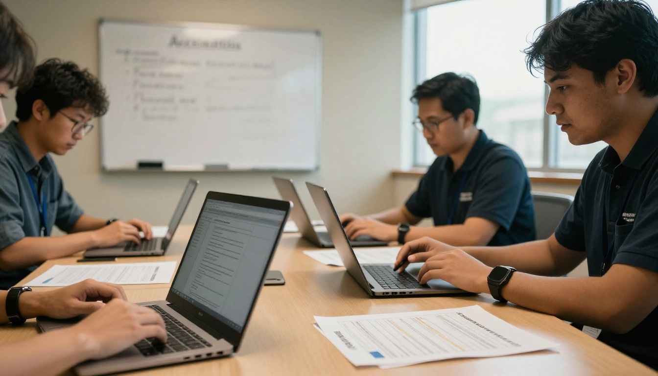 Municipal staff reviewing an accessibility checklist around a conference table
