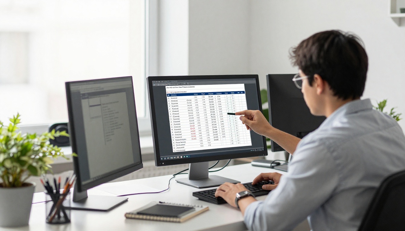 Two admissions staff reviewing reading data on a desktop monitor