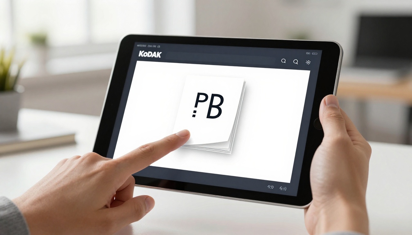 Hands holding a tablet while a PDF becomes a page-turning flipbook