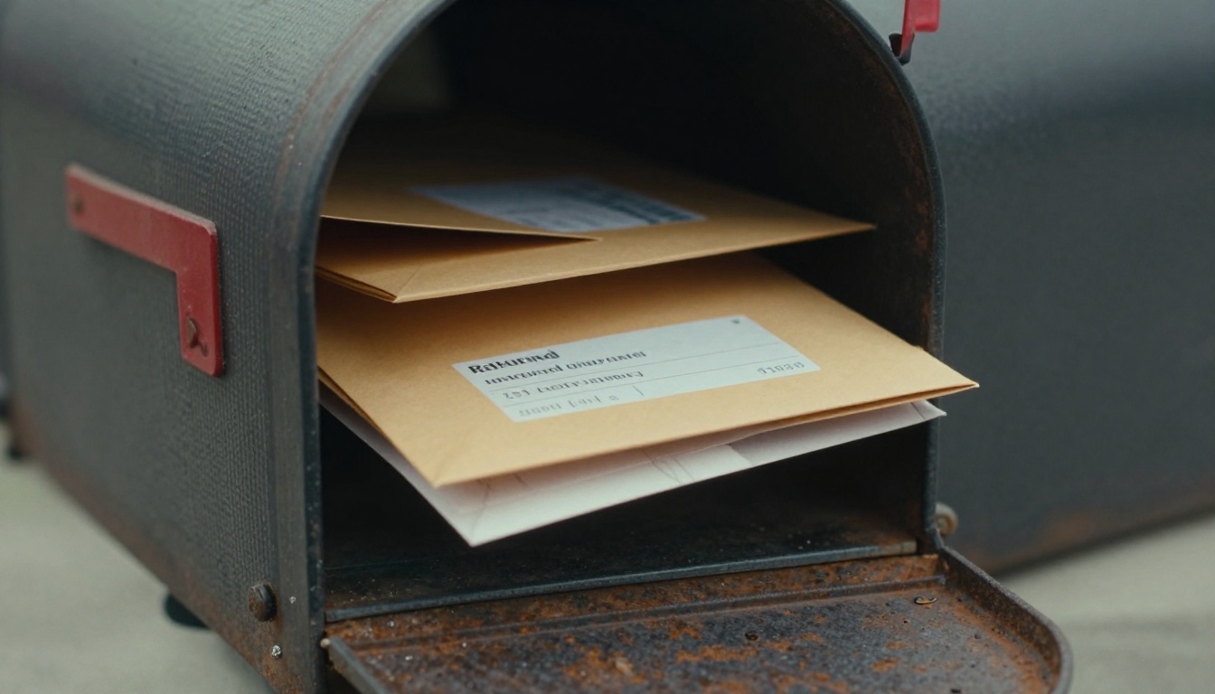 Mailbox with a returned undeliverable magazine Mailbox with a returned undeliverable magazine