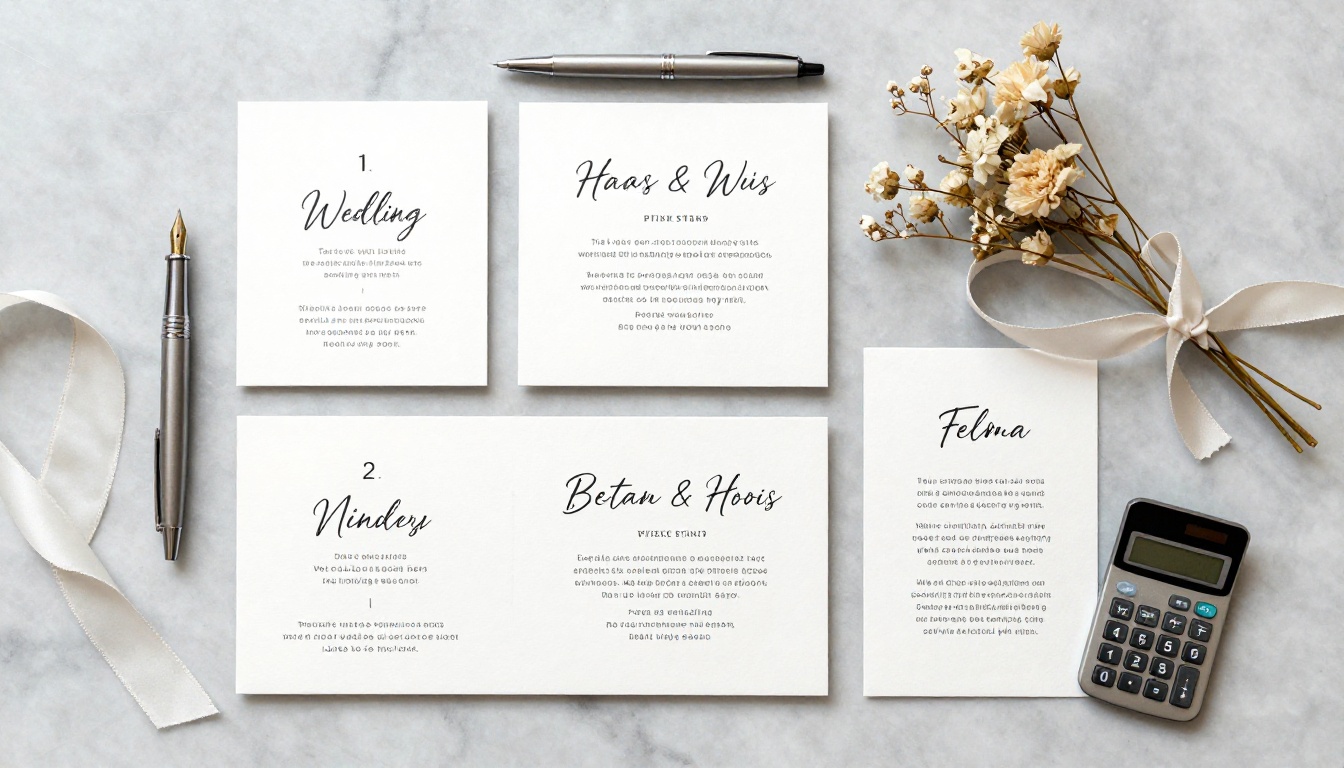 Three tiered pricing cards laid out on a marble surface