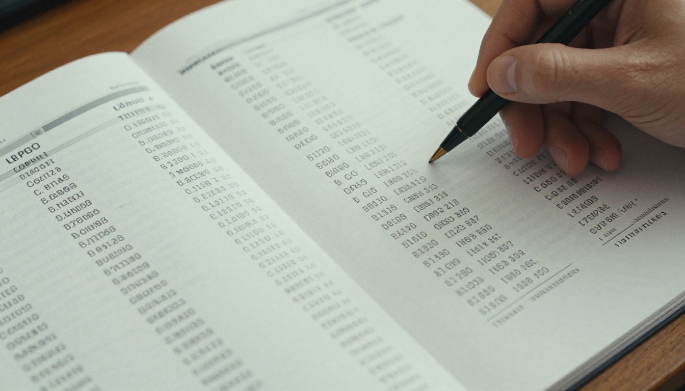 A hand turning the pages of a thick printed member directory on an oak table