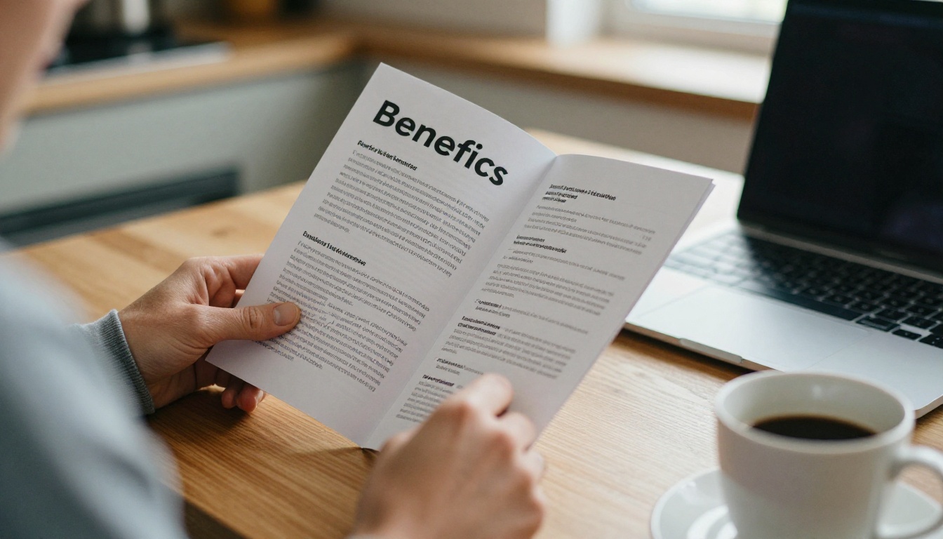 Employee reading a digital benefits booklet on a laptop
