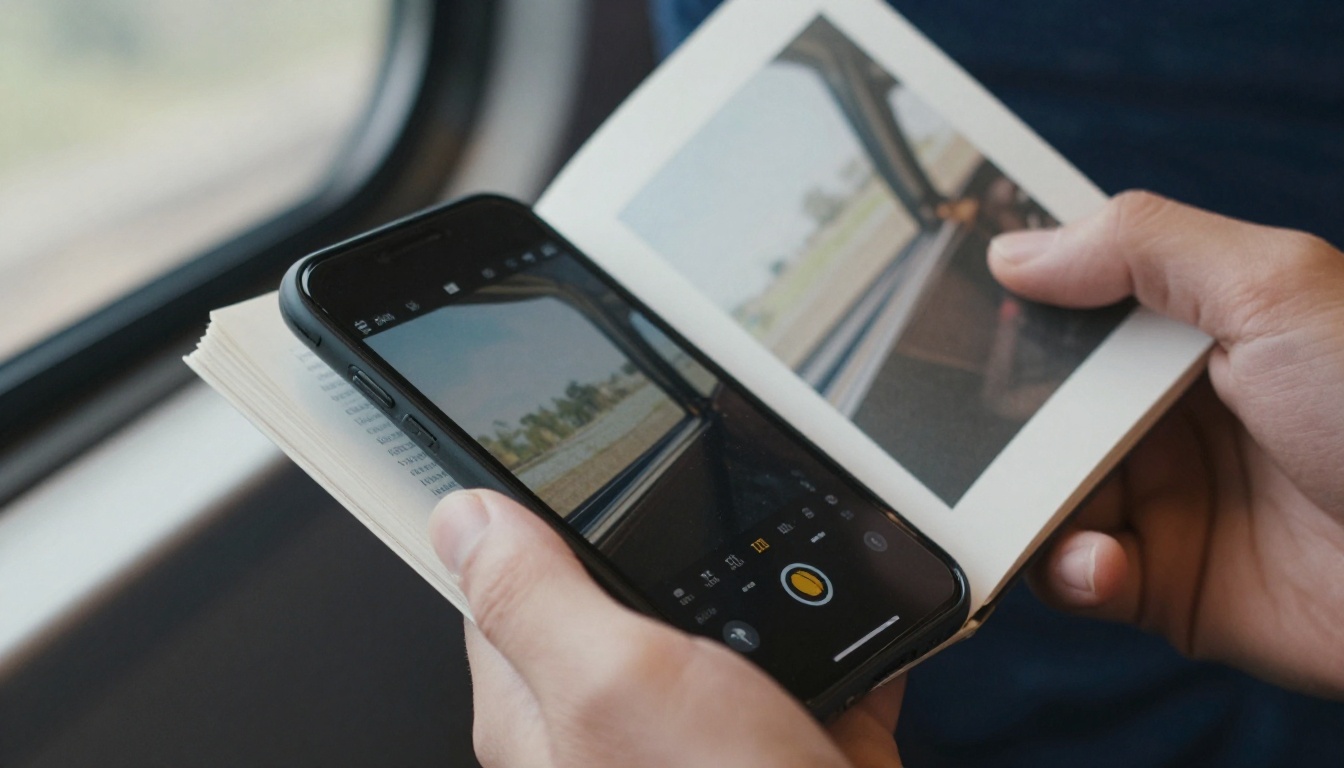 Smartphone showing a flipbook style document with a turning page