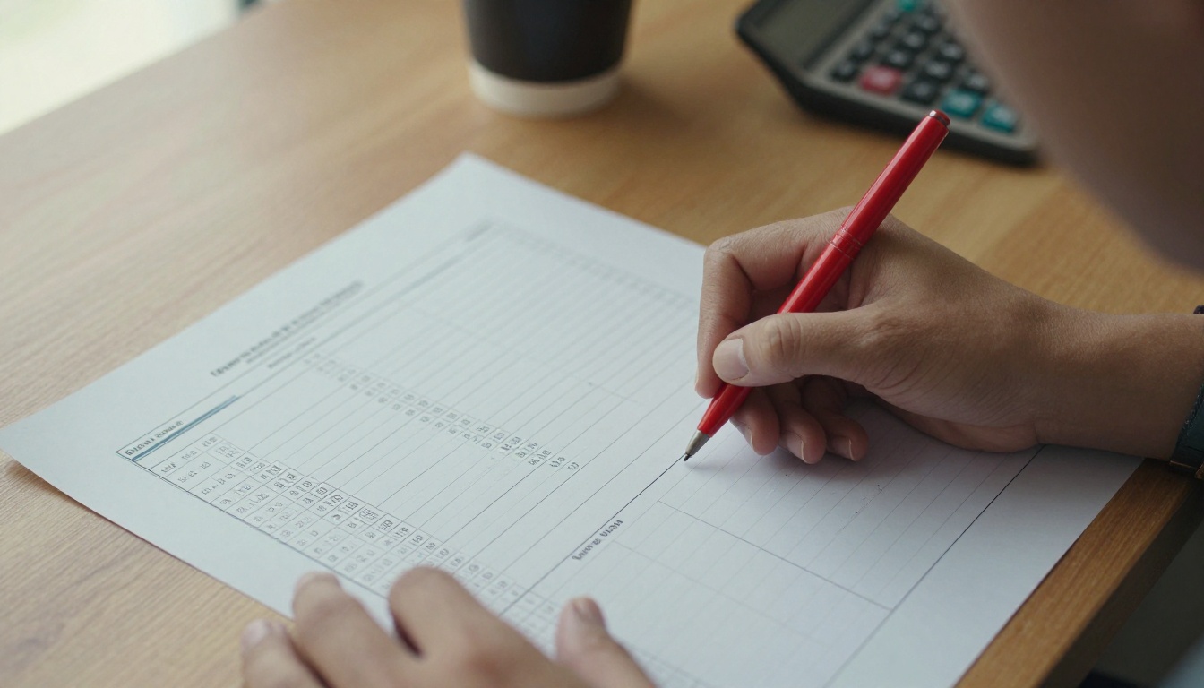 Hands marking a spreadsheet of attendance numbers beside a before and after chart