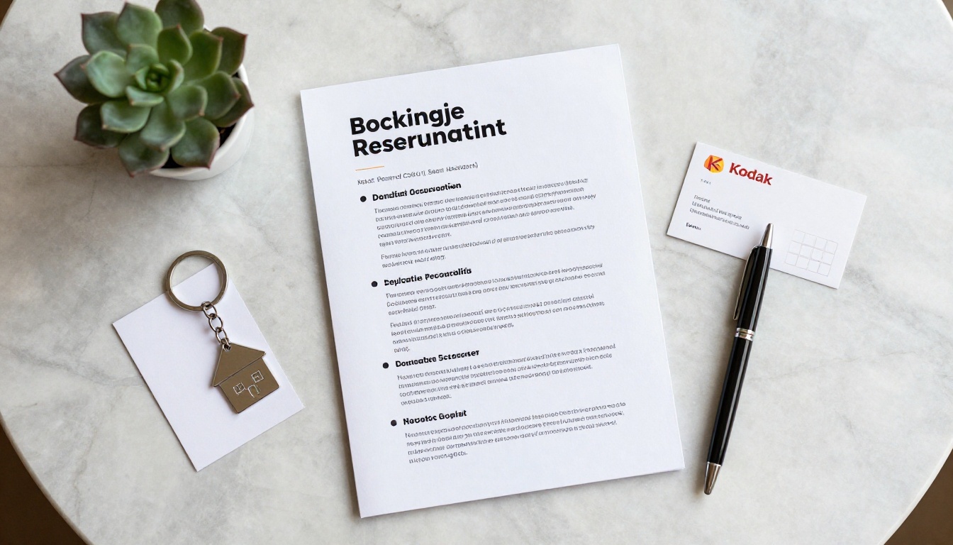Overhead flat lay of a brokerage recruiting packet with brochure and business cards Overhead flat lay of a brokerage recruiting packet with brochure and business cards