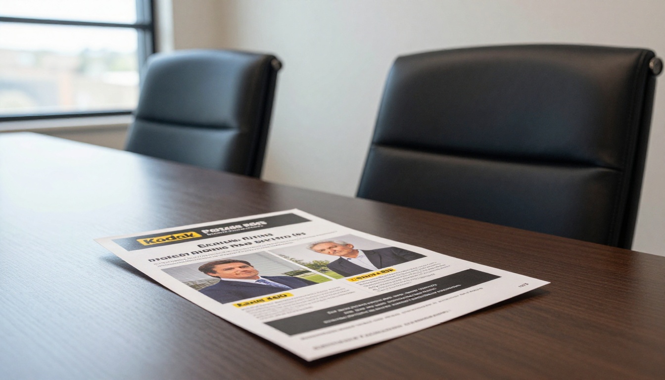 Over-the-shoulder view of a manager presenting a brochure to two property owners