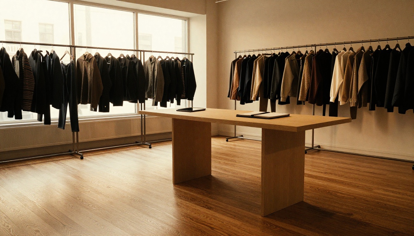 Quiet showroom after appointments with a tablet and order notebook