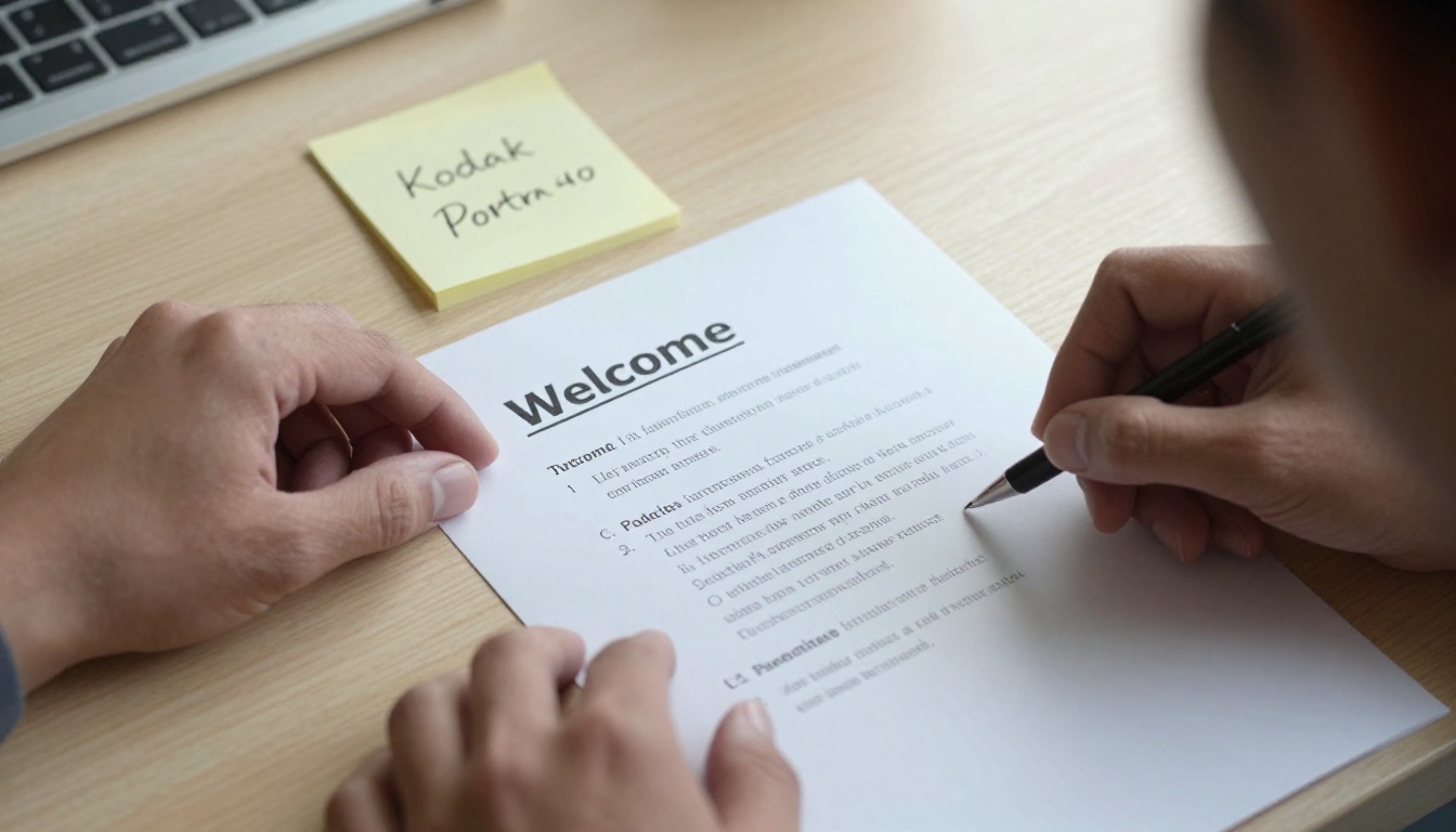 A new client opening a printed welcome folder A new client opening a printed welcome folder