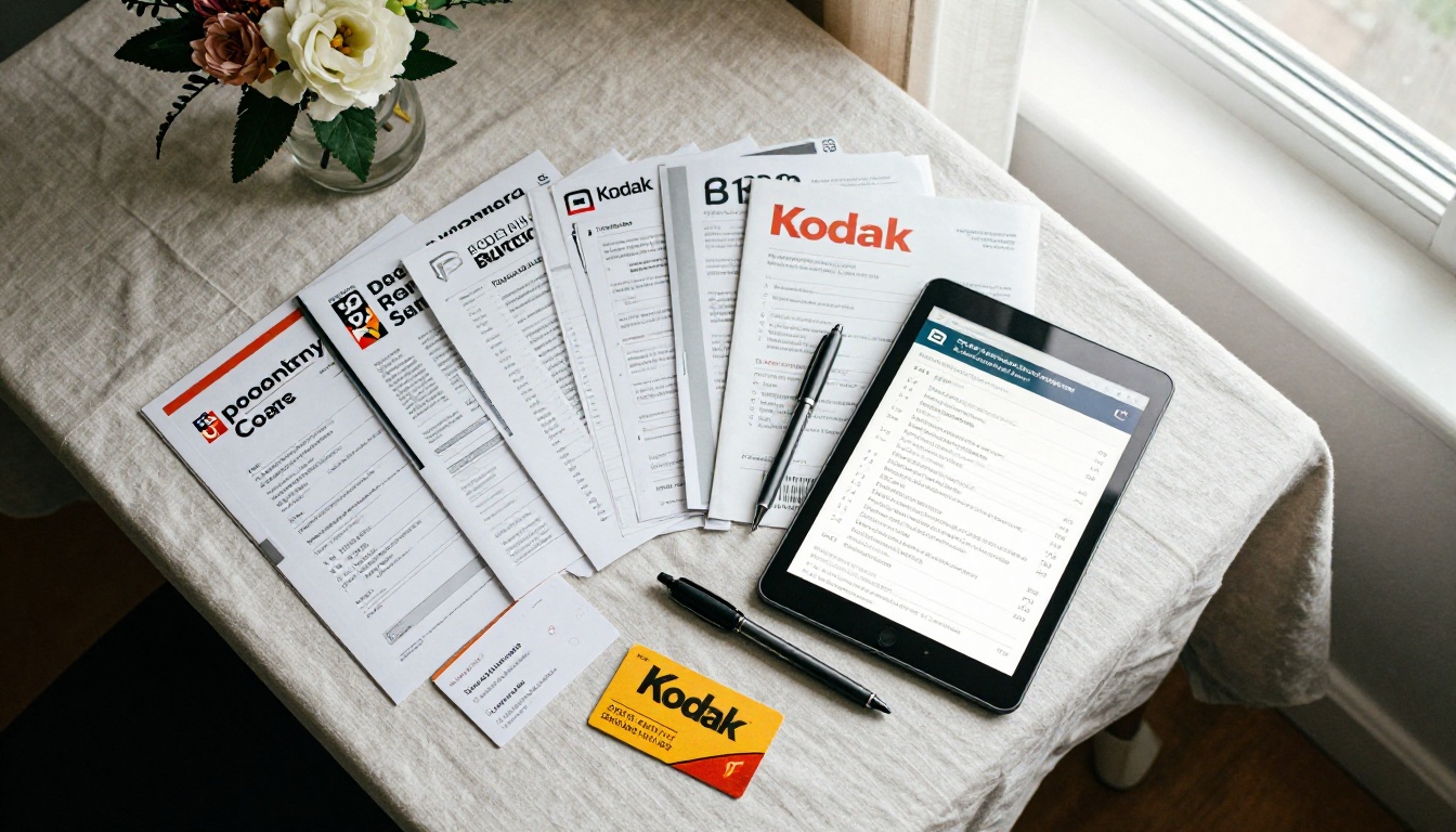 Table of sponsor package folders beside a tablet showing a digital program Table of sponsor package folders beside a tablet showing a digital program