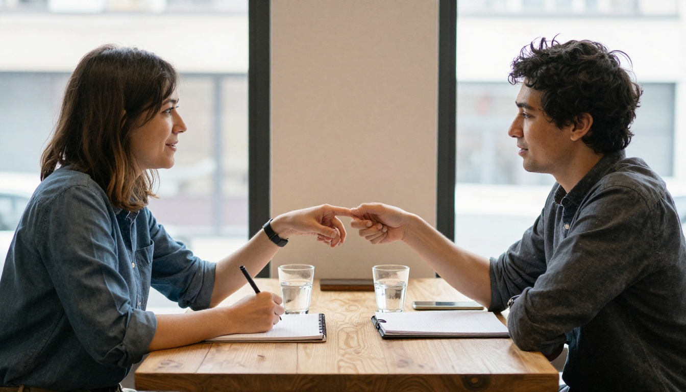 Two people shaking hands at the start of a first coaching session Two people shaking hands at the start of a first coaching session
