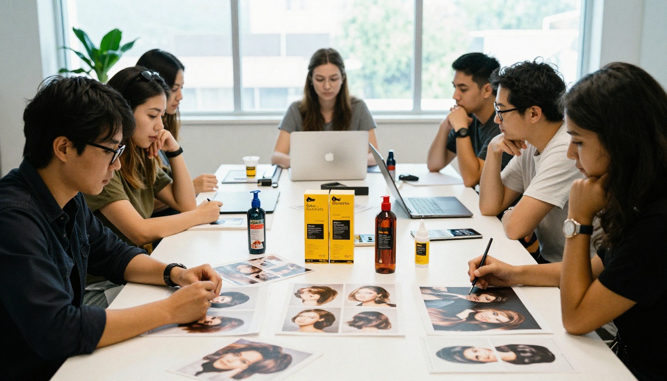 Brand team arranging catalog pages and product photos Brand team arranging catalog pages and product photos