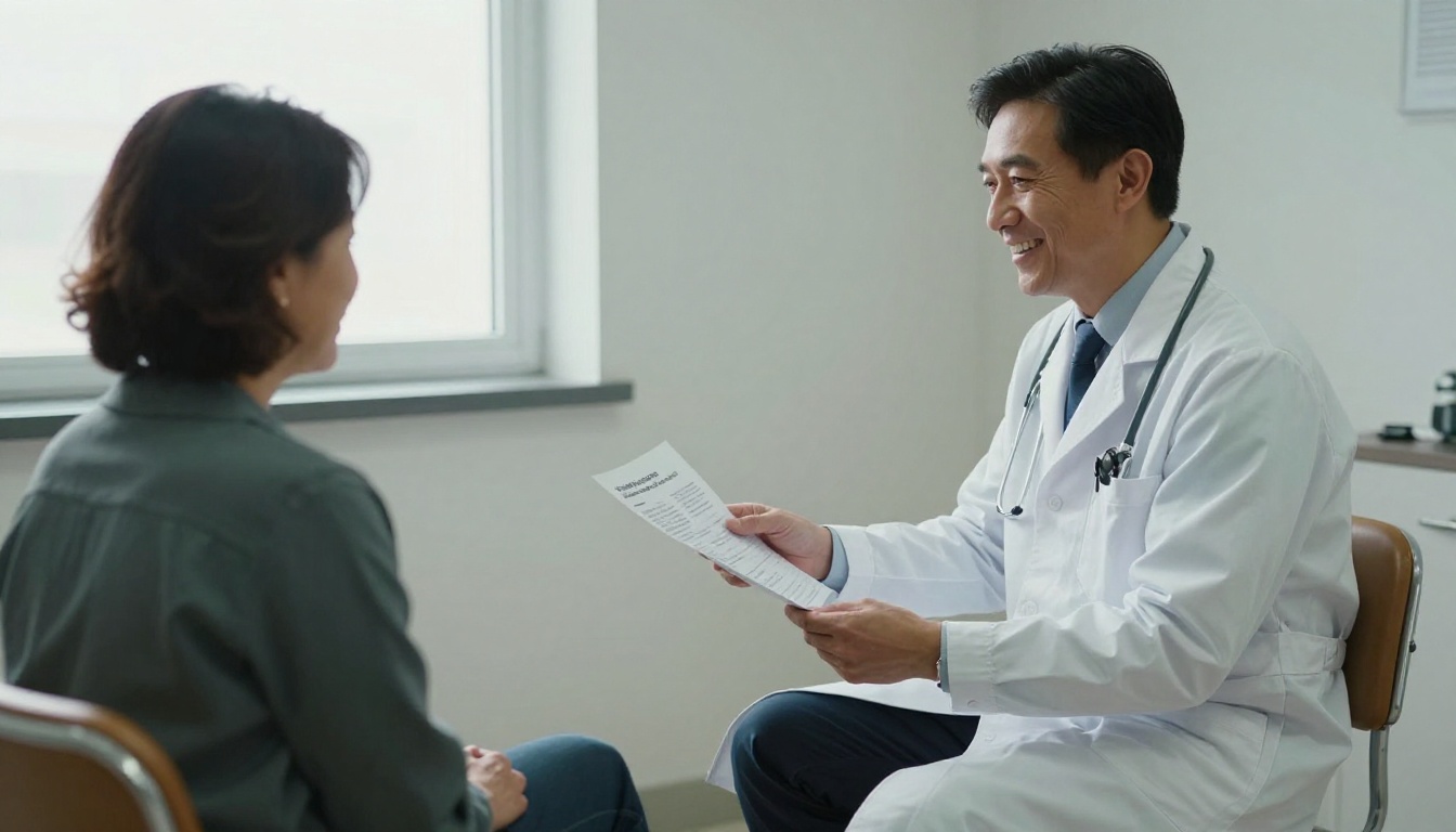 A doctor explaining a study leaflet to a patient