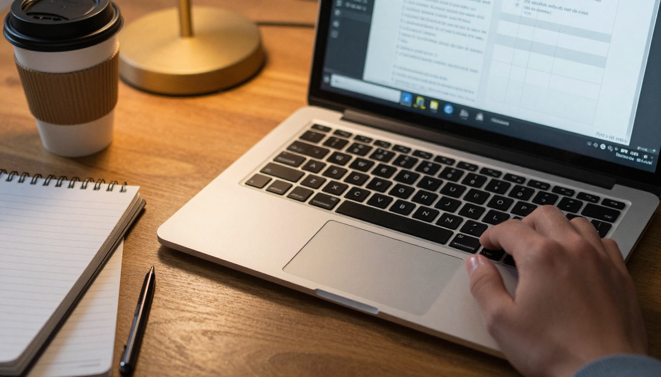 A designer building a flipbook brochure on a laptop