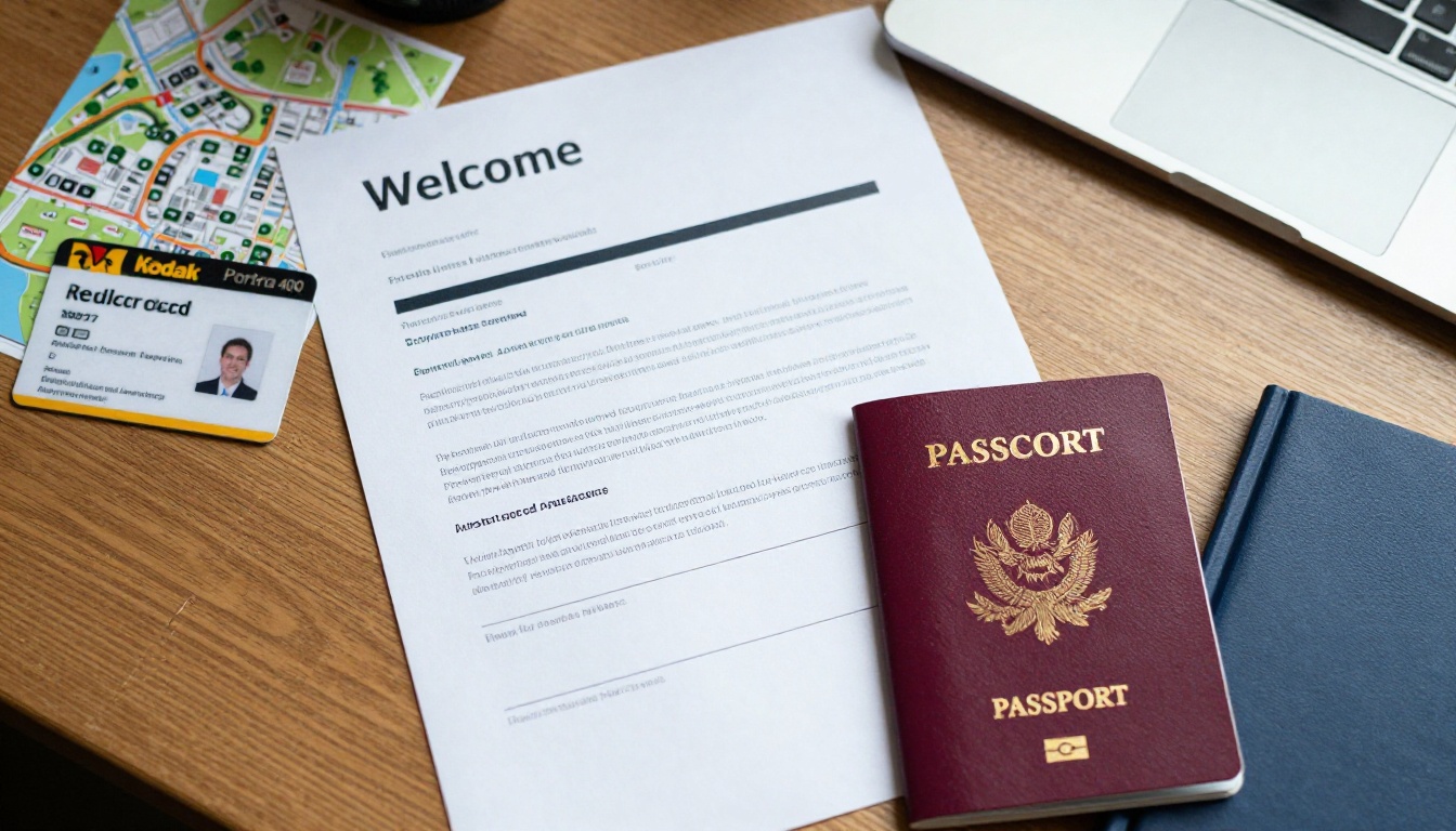 Welcome pack contents laid out on a desk