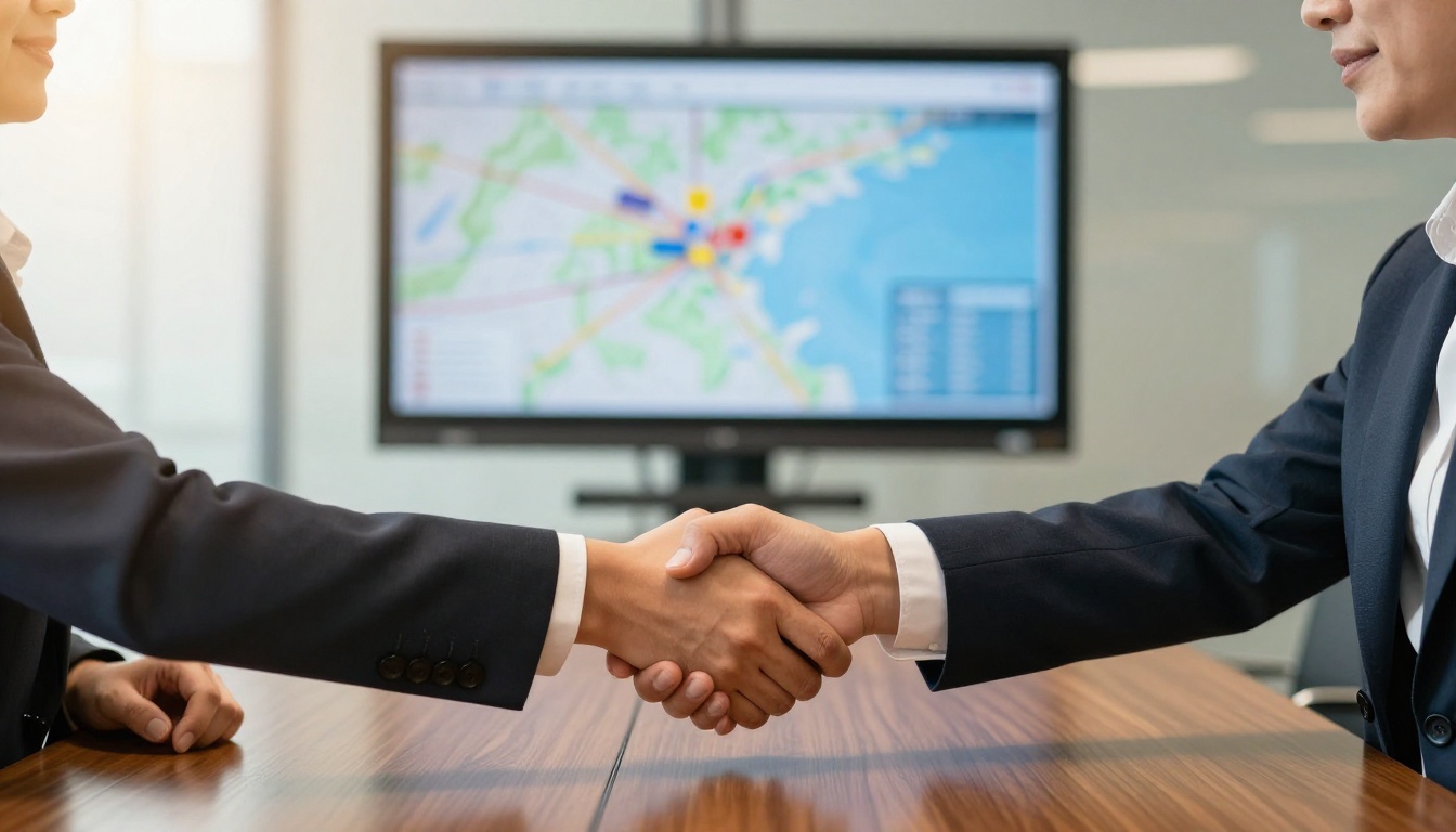 Two business people shaking hands in a conference room Two business people shaking hands in a conference room