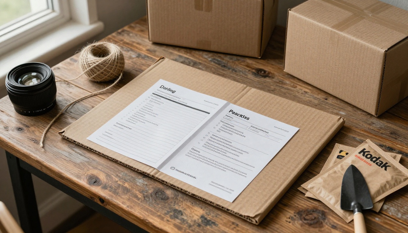 Overhead shot of cardboard shipping boxes with seed orders, packing slips, and kraft seed packets Overhead shot of cardboard shipping boxes with seed orders, packing slips, and kraft seed packets