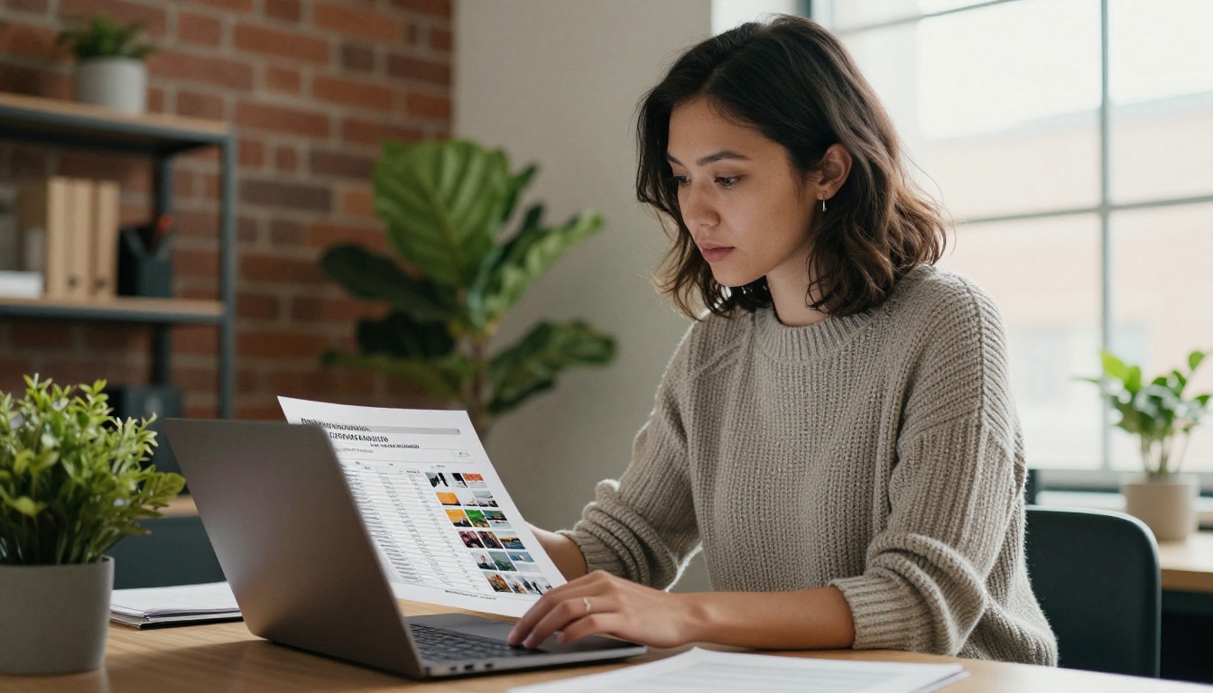 Nonprofit communications manager reviewing a donor report on a laptop