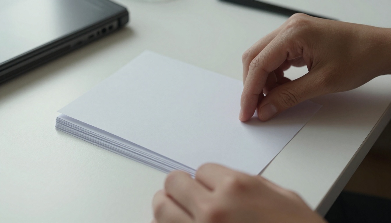 Hands folding one sheet of paper into a mini zine