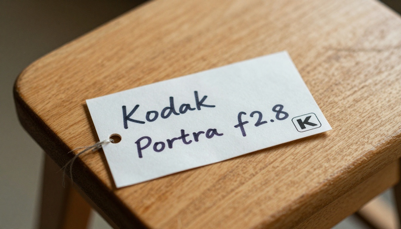 Hand-written price tag on a simple wooden stool