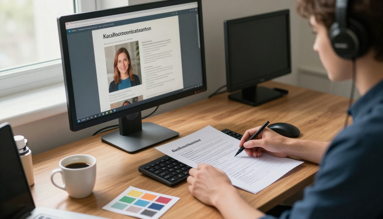 Designer laying out a patient booklet on screen