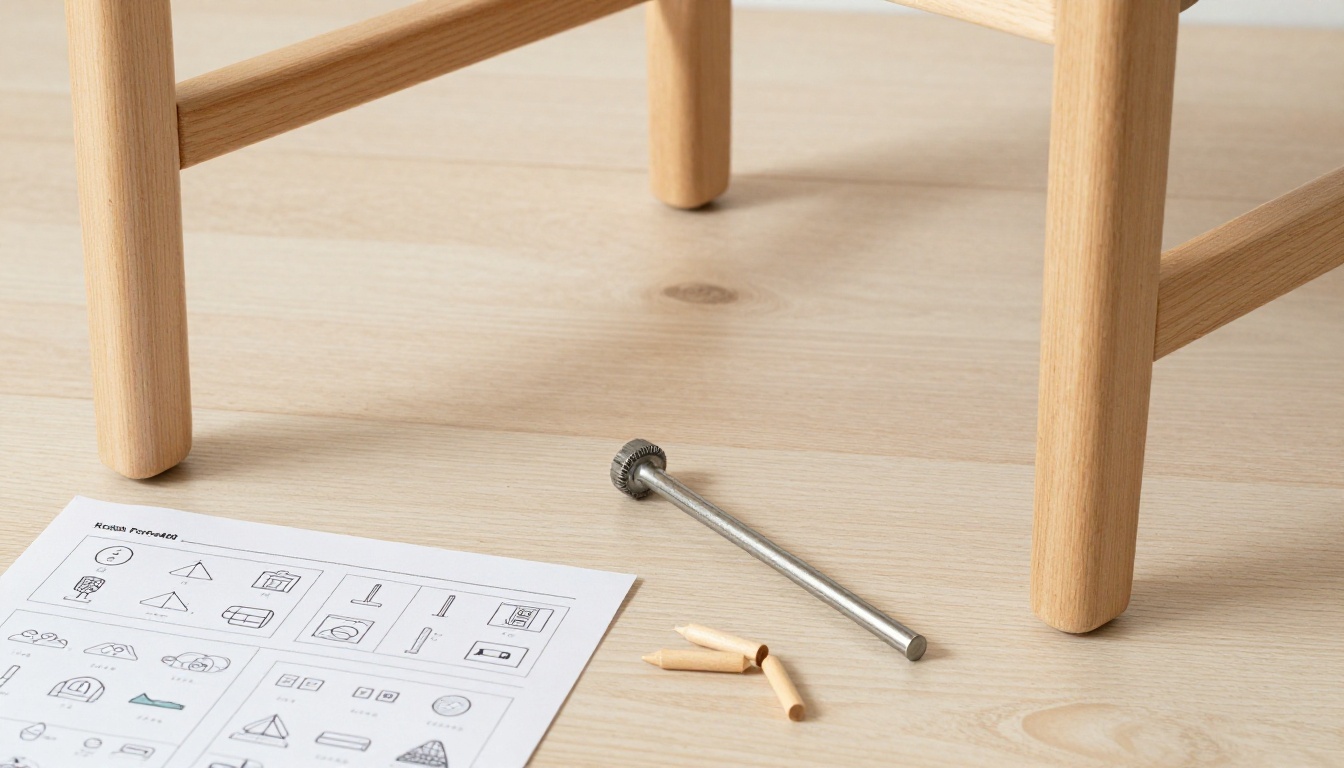 Allen key and instruction sheet beside a half-assembled chair