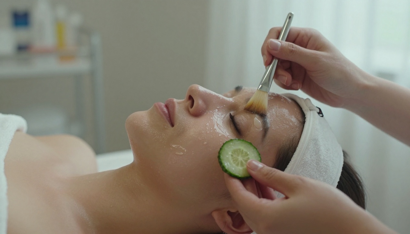 A hydrating facial being applied in a quiet treatment room