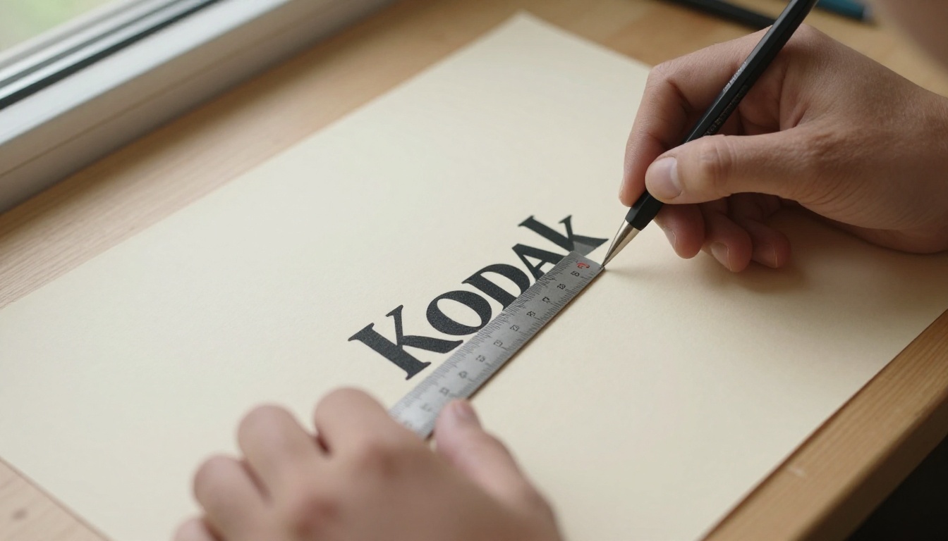 Designer reviewing a printed brand book with fabric swatches on a wooden desk