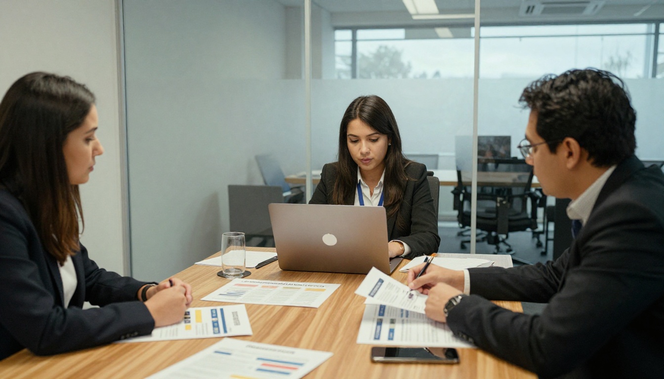 Event marketers reviewing sponsor tier packages around a meeting table