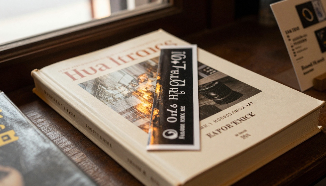 Low angle view of a hardcover novel displayed face out on a bookstore table