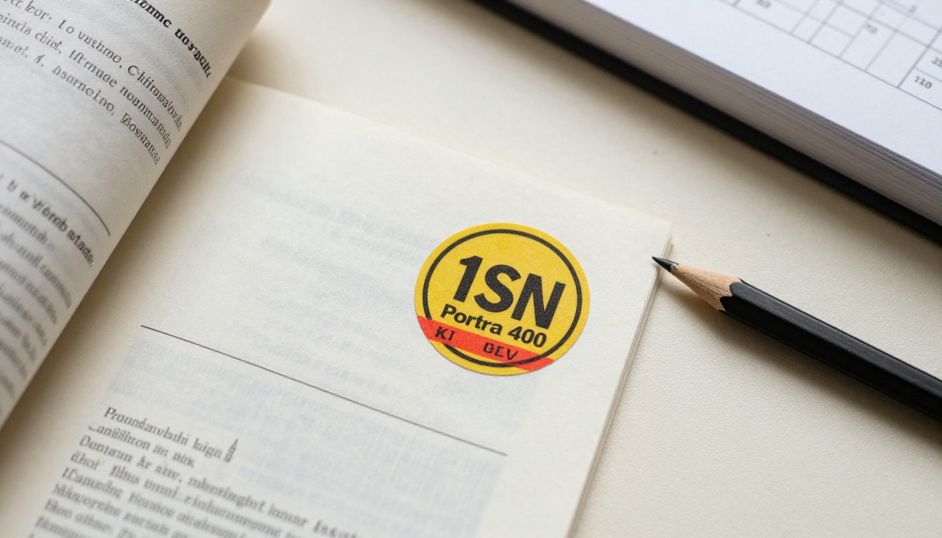 Flat lay of an ISBN barcode, price sticker and order form