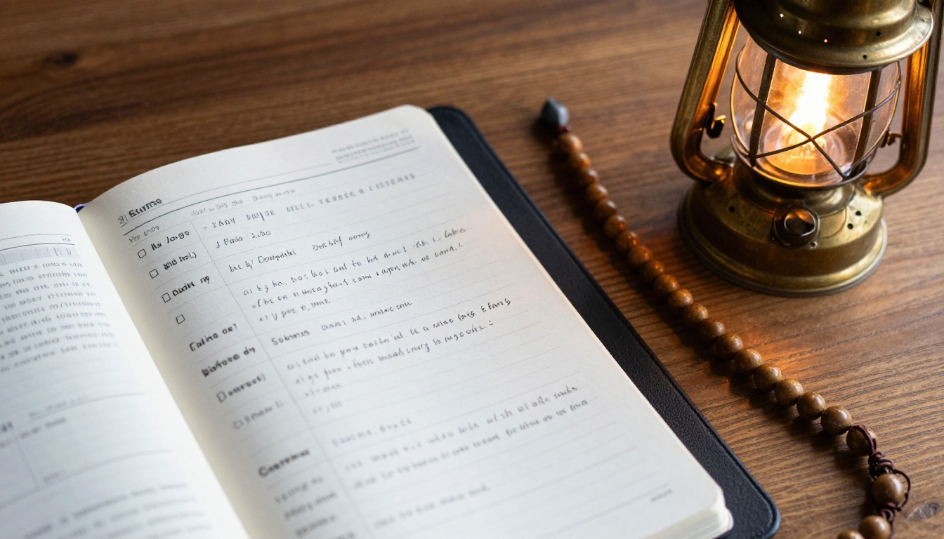 Tablet showing a digital planner beside a brass lantern Tablet showing a digital planner beside a brass lantern