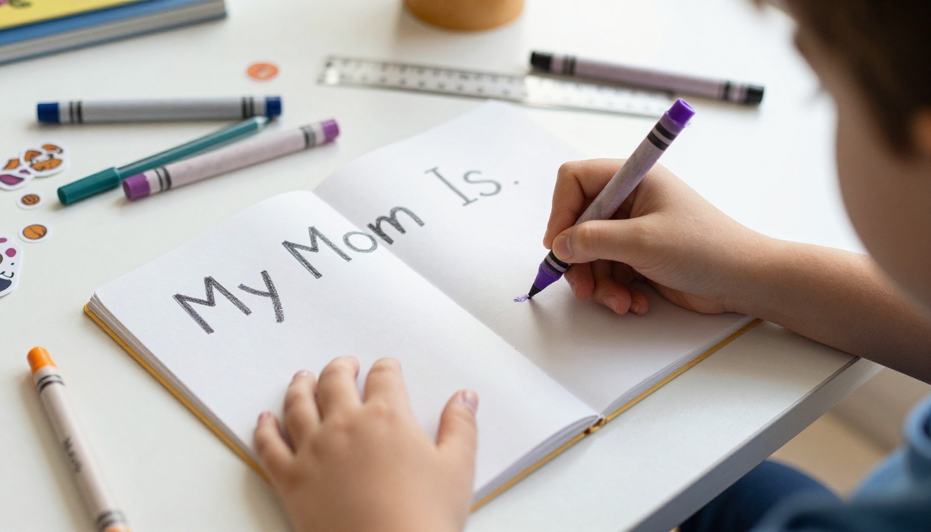 All About My Mom page crayon writing