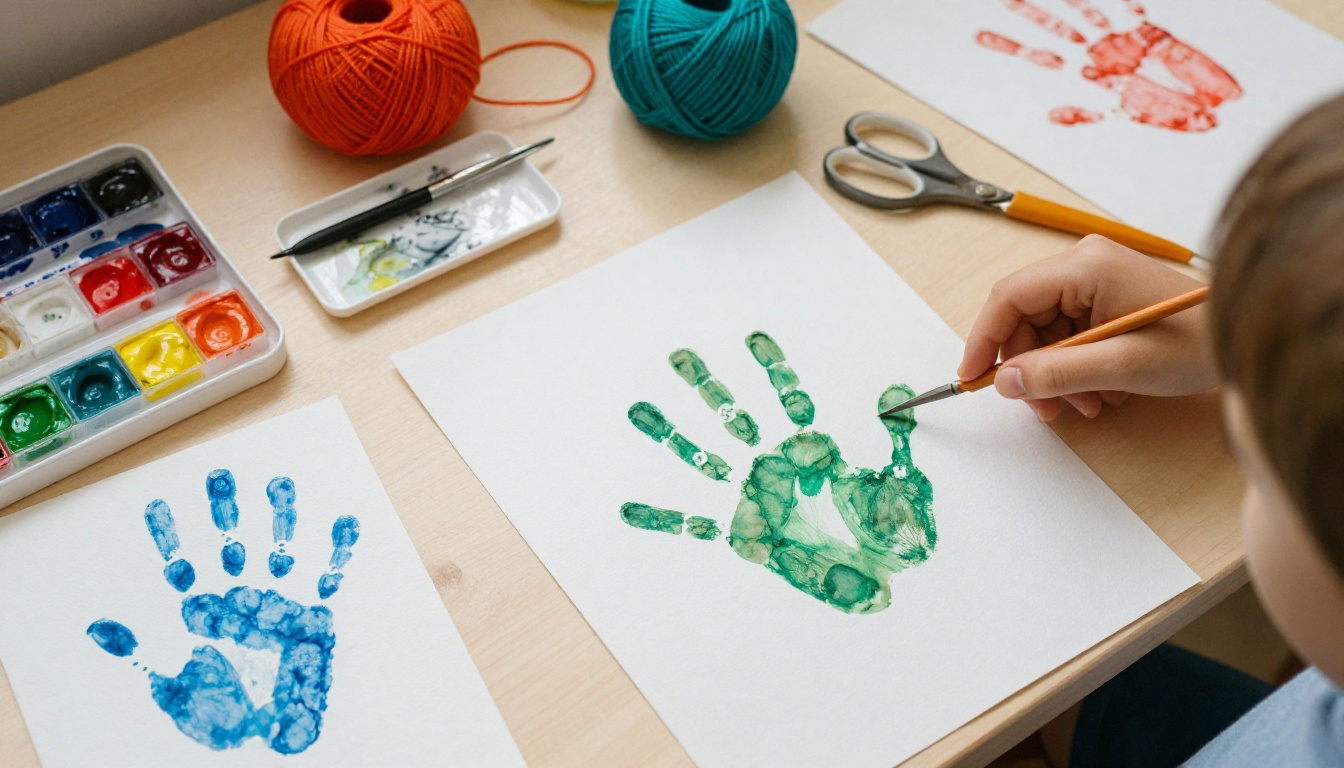 Handprint craft table overhead