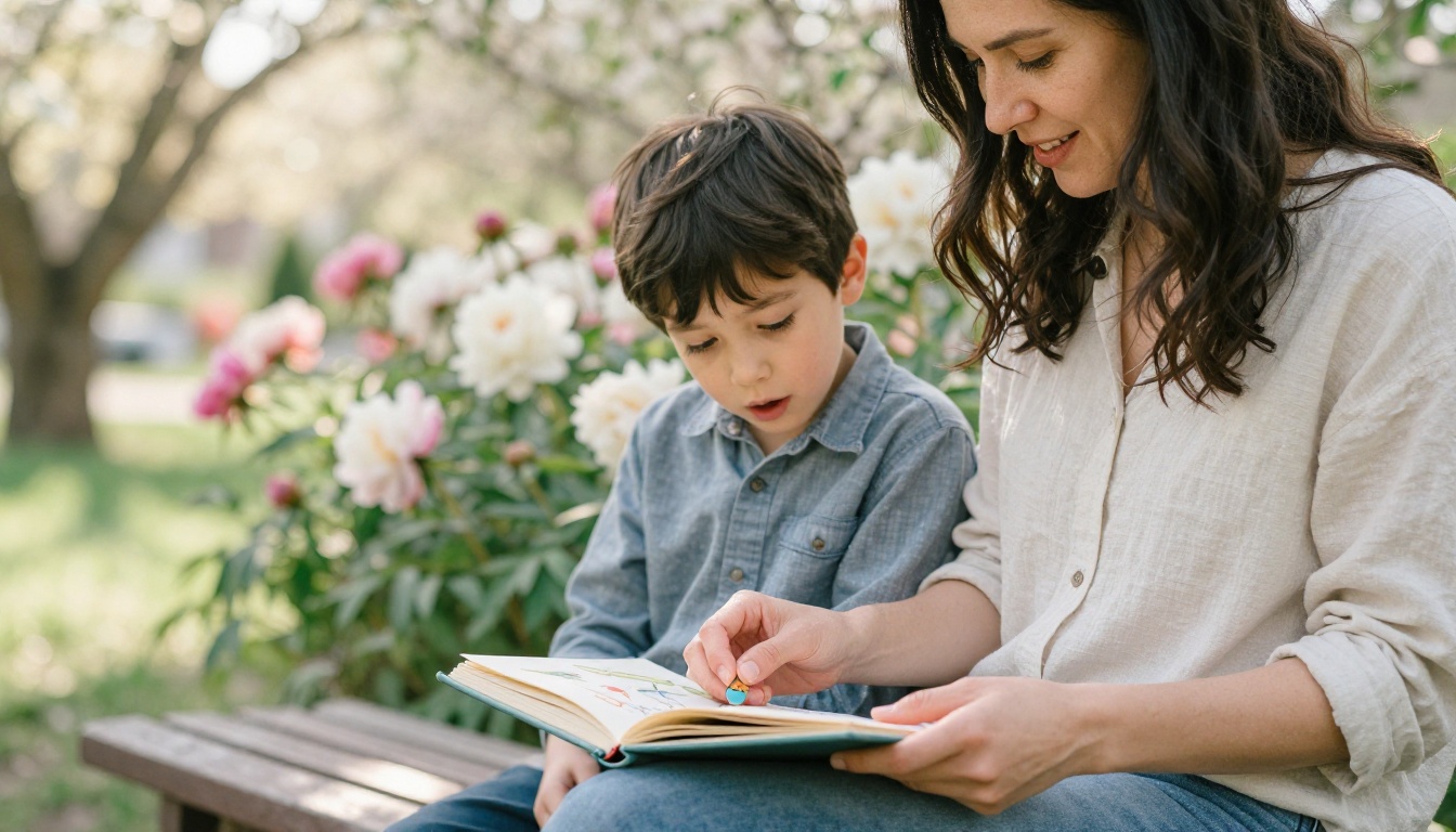 Mom receiving handmade book gift