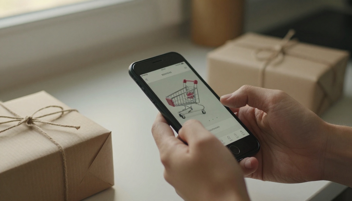 Customer paying for a parcel on a smartphone