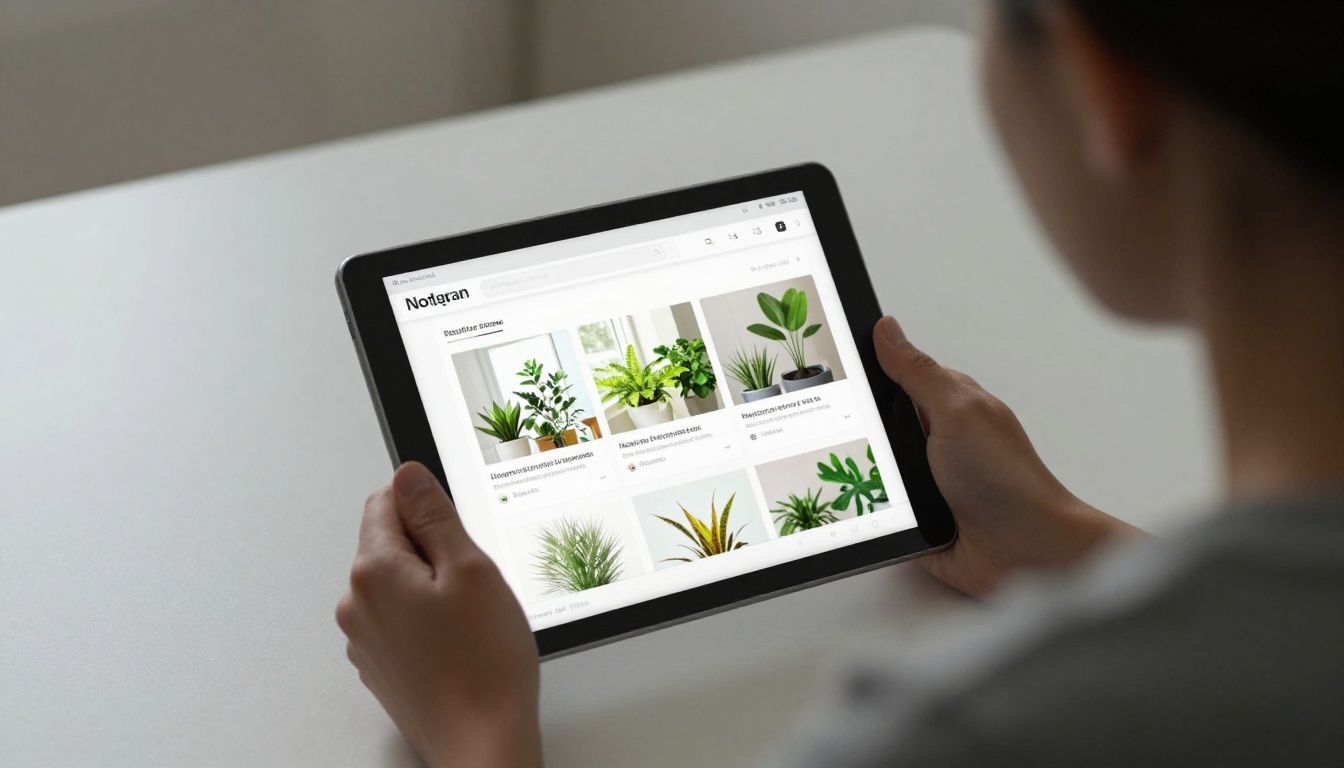 Woman reviewing a digital catalog on a tablet
