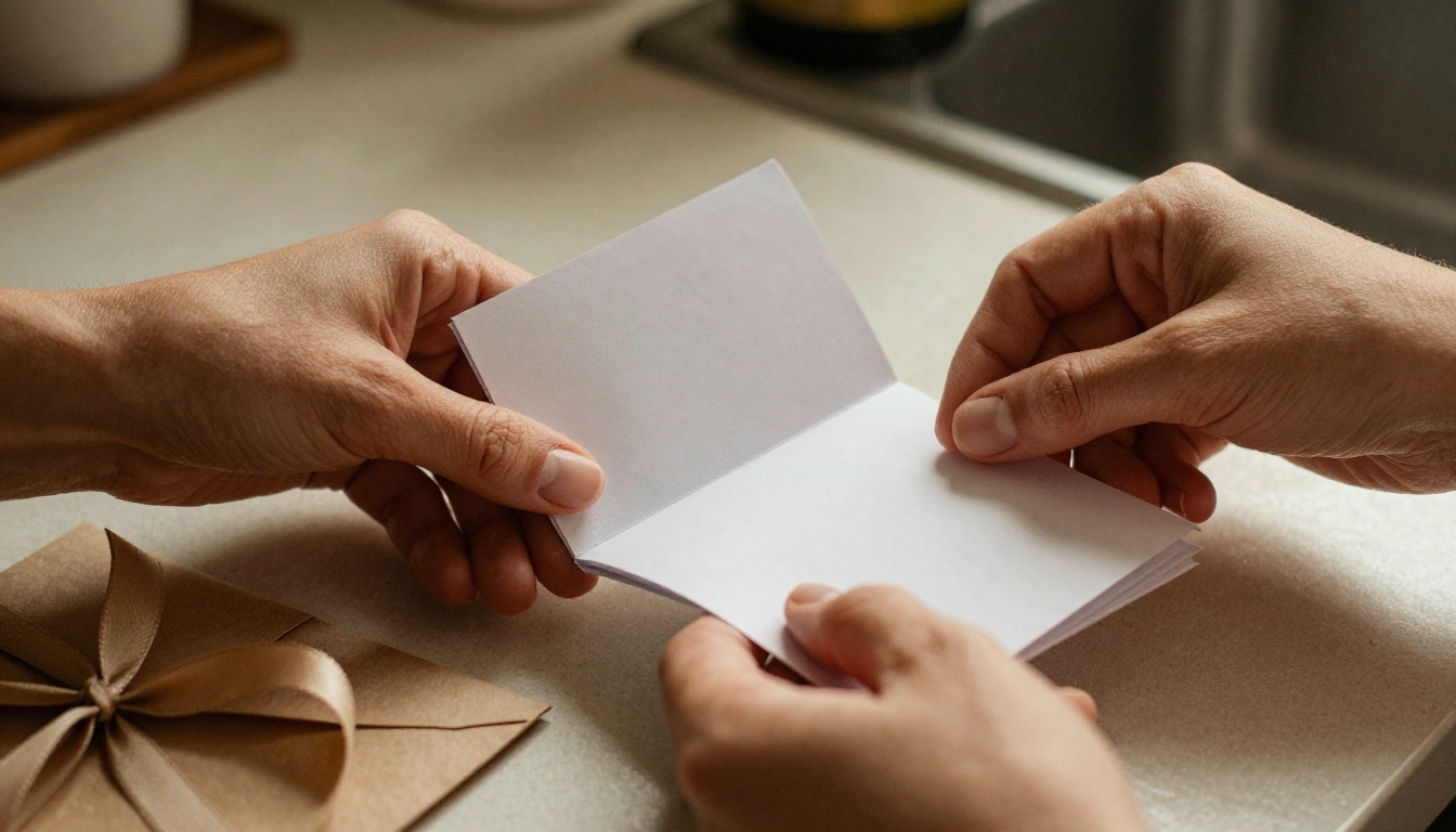 Hands folding a photocopied sheet into a mini zine with a ribbon and kraft envelope nearby Hands folding a photocopied sheet into a mini zine with a ribbon and kraft envelope nearby