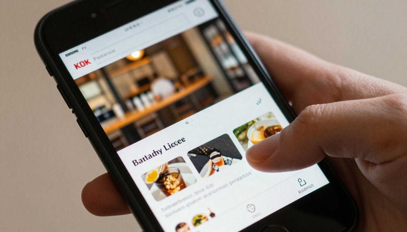 Close-up of a hand holding a smartphone showing a mobile website Close-up of a hand holding a smartphone showing a mobile website