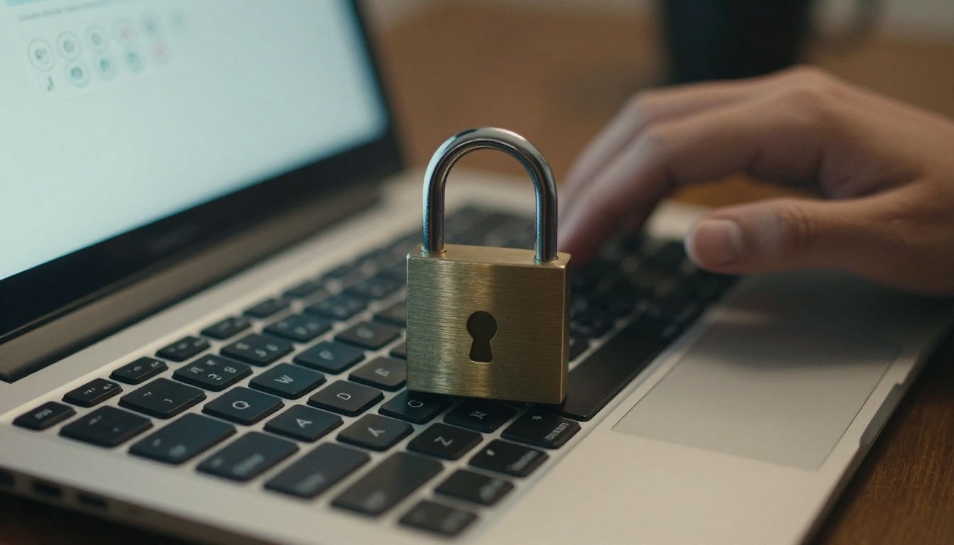 Hands on a laptop keyboard with a password prompt visible on screen Hands on a laptop keyboard with a password prompt visible on screen