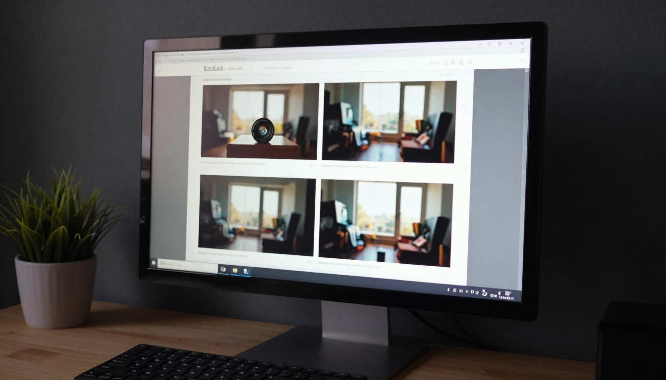 Low angle view of a monitor showing a blurred double page layout Low angle view of a monitor showing a blurred double page layout