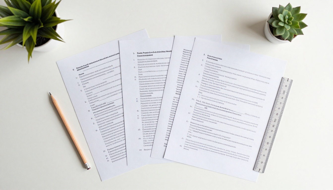 Pages laid out in a grid on a white desk Pages laid out in a grid on a white desk
