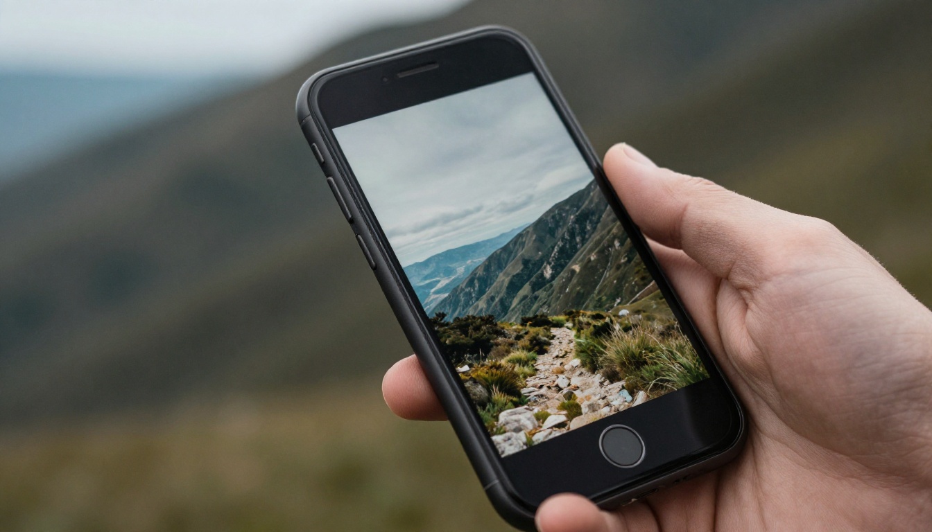 A smartphone showing a landscape photo book page