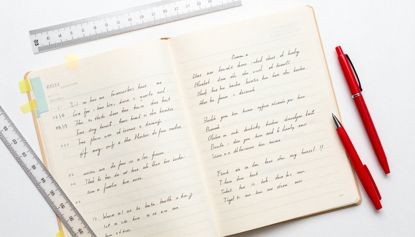 Printed manuscript pages marked with a red pen